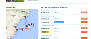Routes of ferries