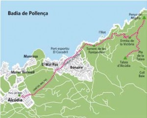 Map of Alcudia to la Victoria Chapel travel
